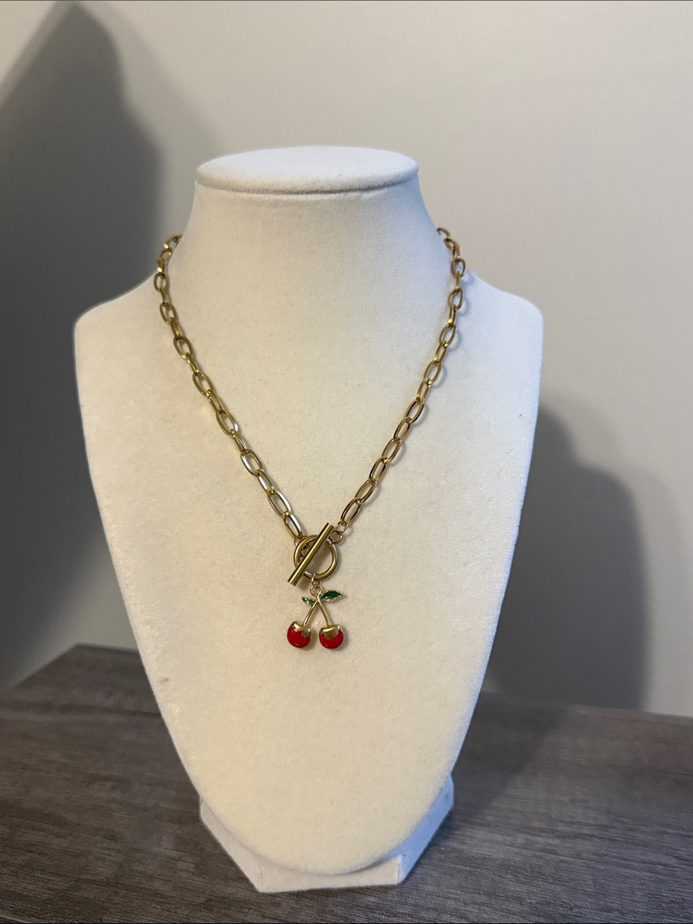 Link Toggle Necklace with Cherry Pendant Toggle